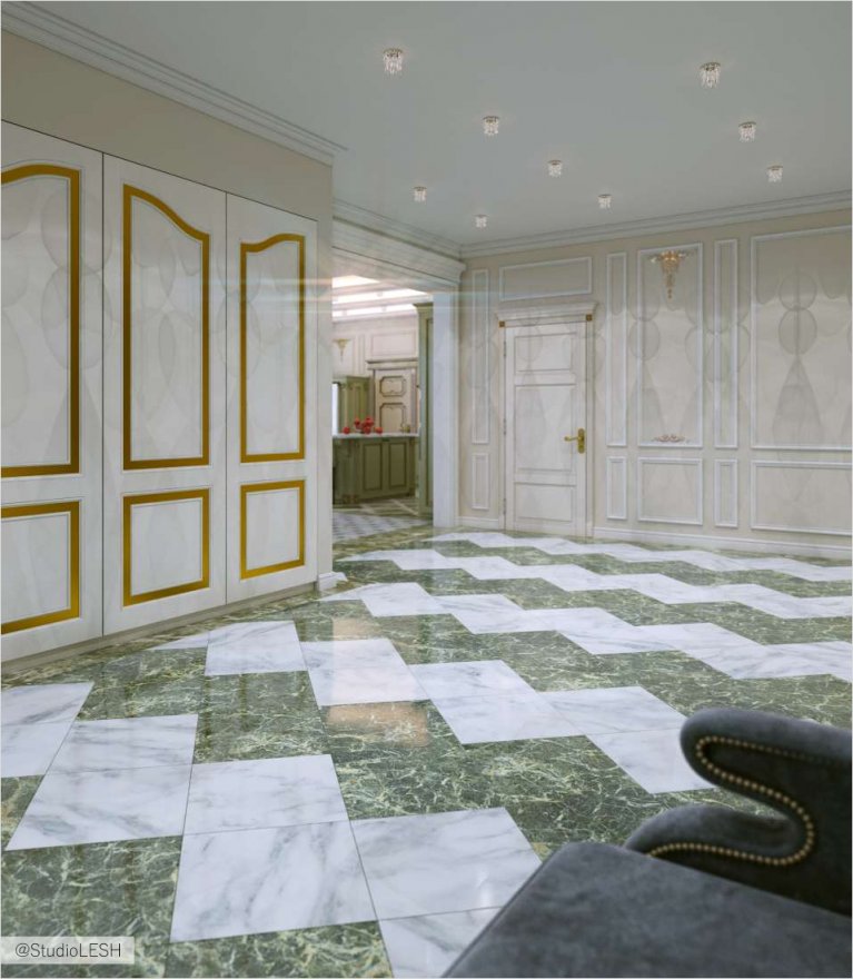 Дизайн интерьера холла в классическом стиле 