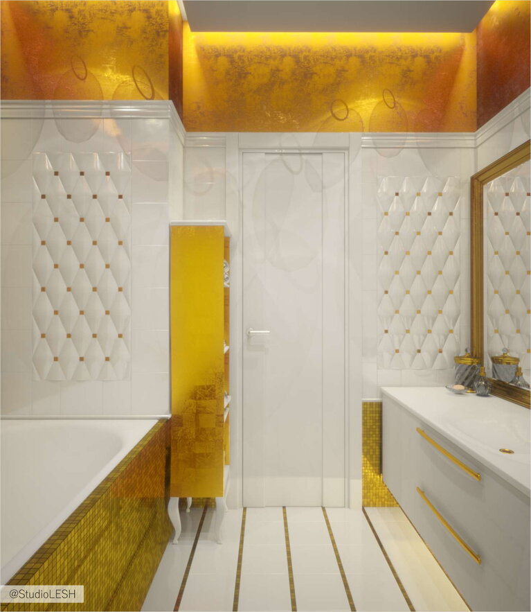 Золотой кафель для ванны