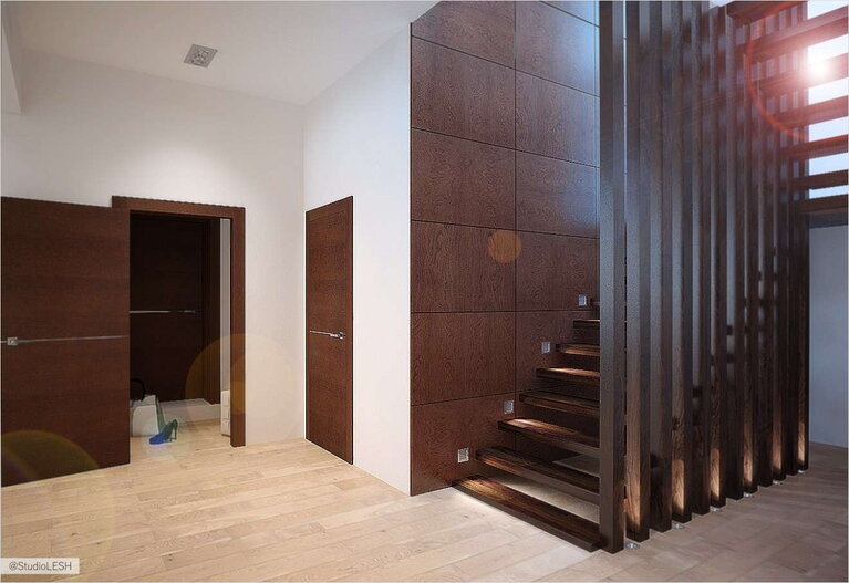 Дизайн интерьера лестничного пролета 