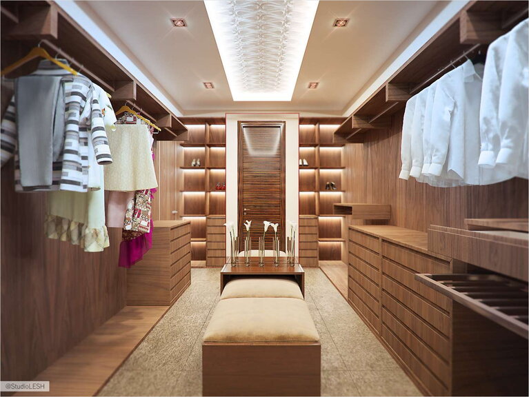 Дизайн интерьера гардероба, пуфик