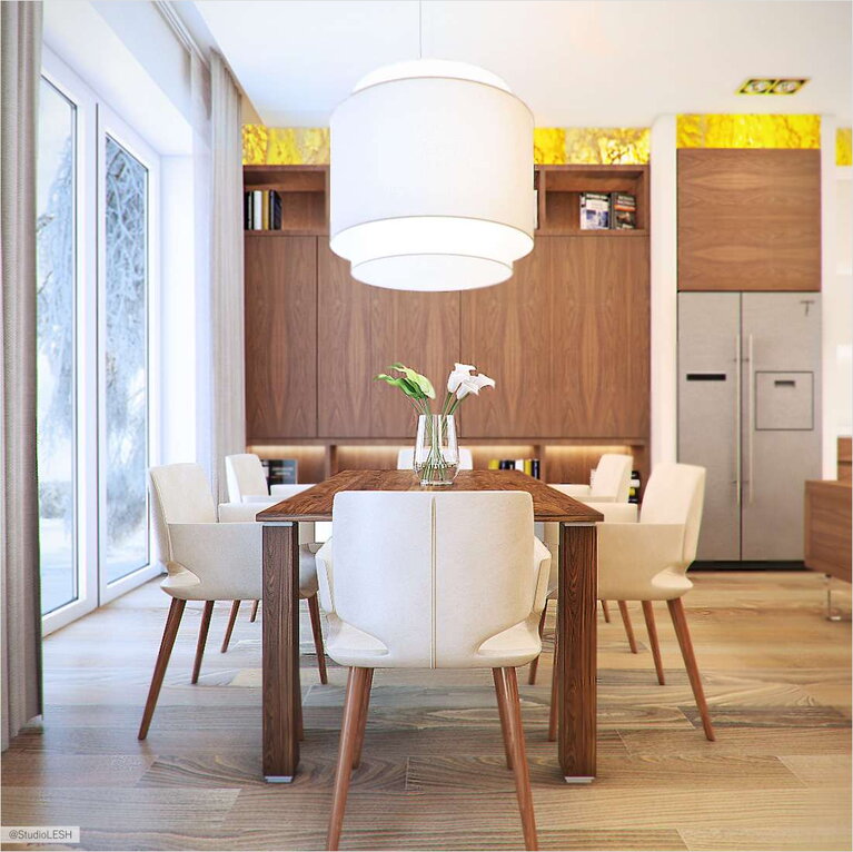 Дизайн интерьера столовой, обеденный стол 