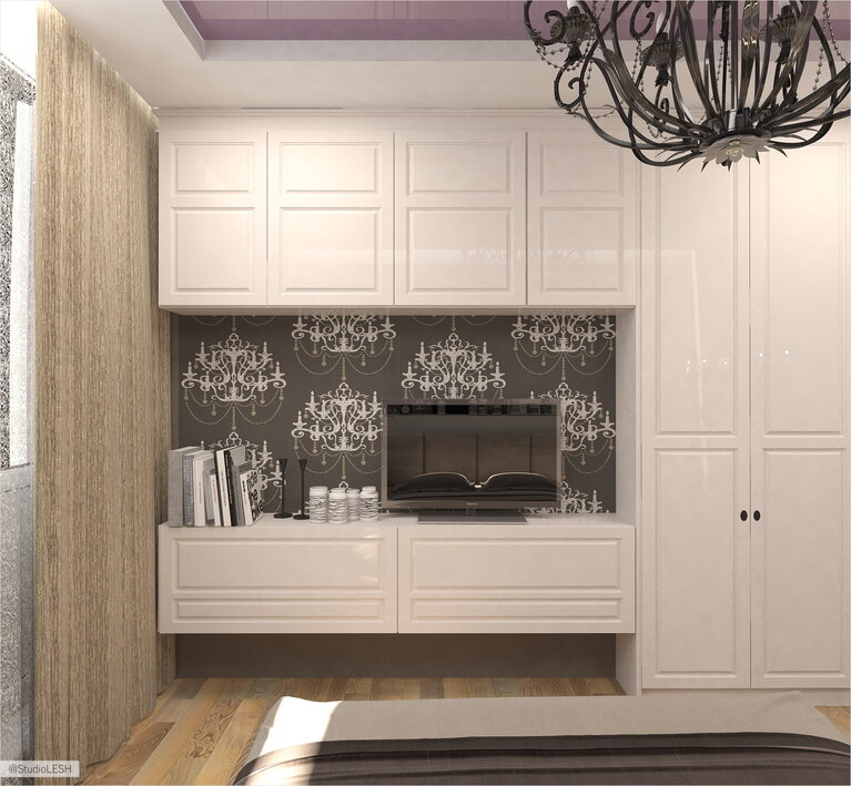 Дизайн проект спальни, тв стенка