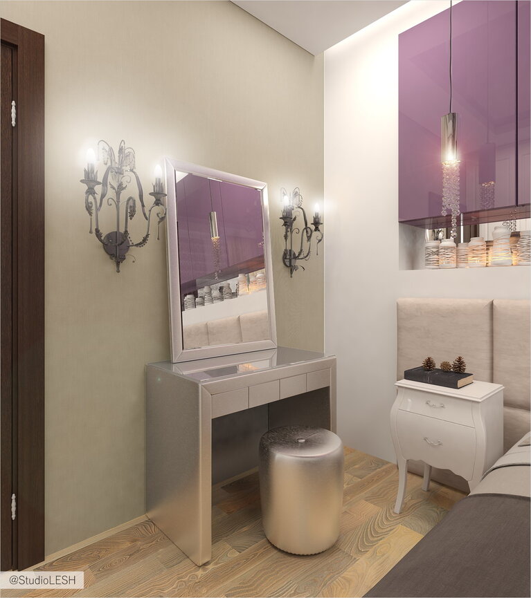 Дизайн интерьера, будуар в спальне