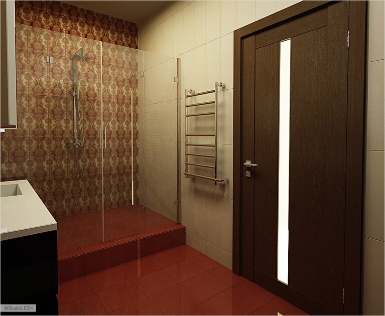 Стеклянная душевая в ванной комнате