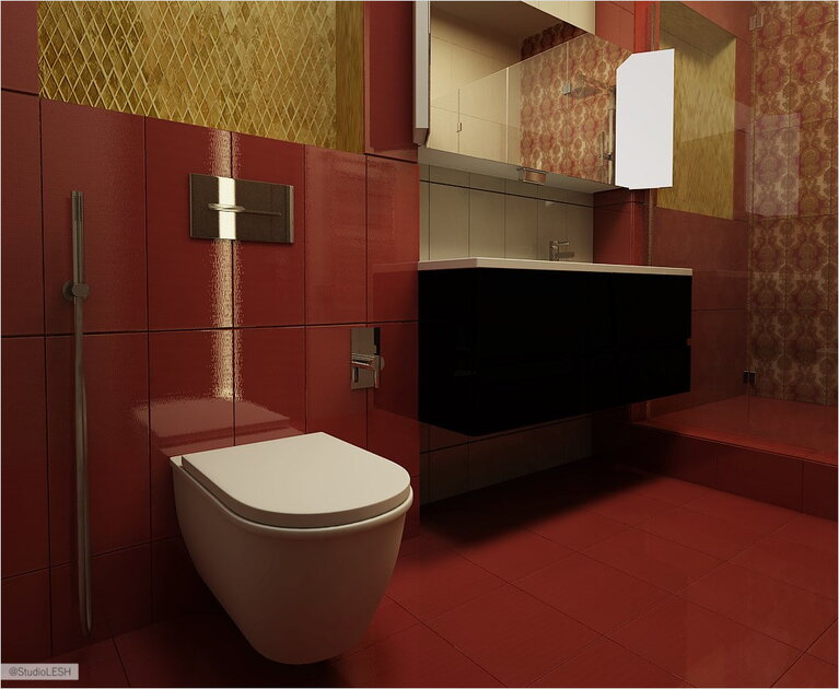 Подвесной унитаз, дизайн интерьера