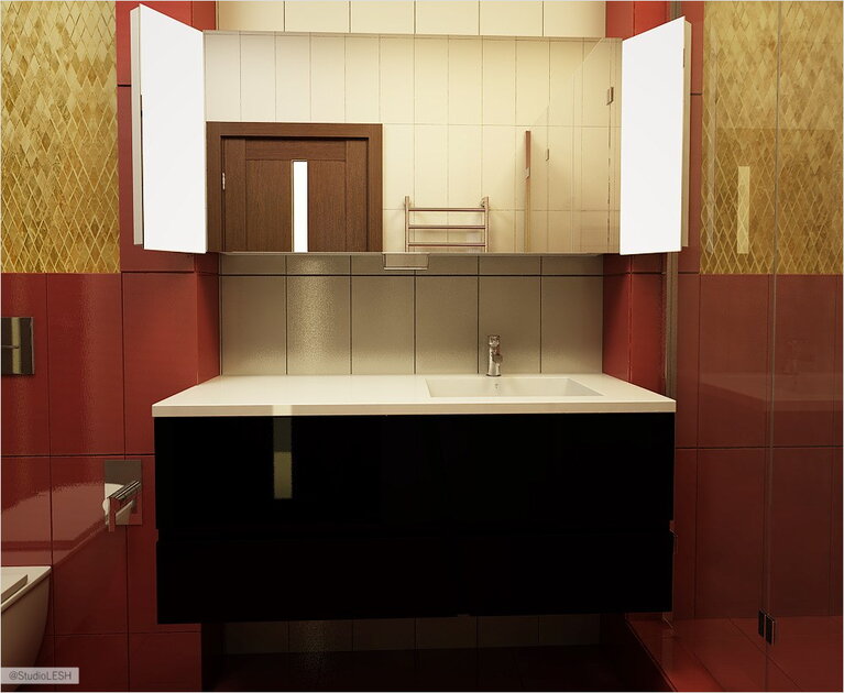 Большое зеркало в загородном доме