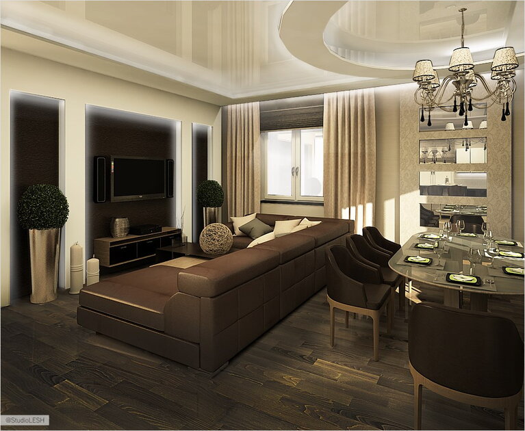 Дизайн проект интерьера гостиной