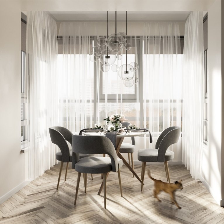 Dining room in bay window with plenty of natural light