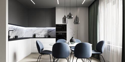 Round table in a minimalist kitchen